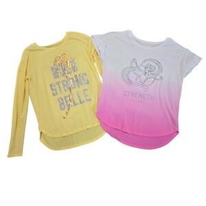 Gap Kids Disney Princess Shirts Girls XXL Yellow Belle Pink Rapunzel Ombre Lot 2